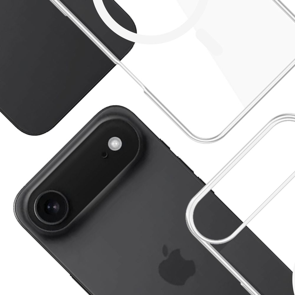 Handyhülle für iPhone Air, 3mk EverClear MagCase mit MagSafe, Transparent mit weißem Magneten