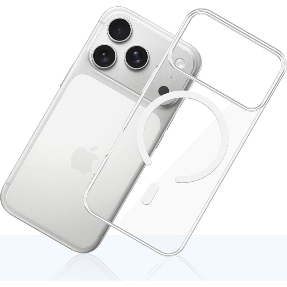 Handyhülle für iPhone 17 Pro, 3mk EverClear MagCase mit MagSafe, Transparent mit weißem Magneten
