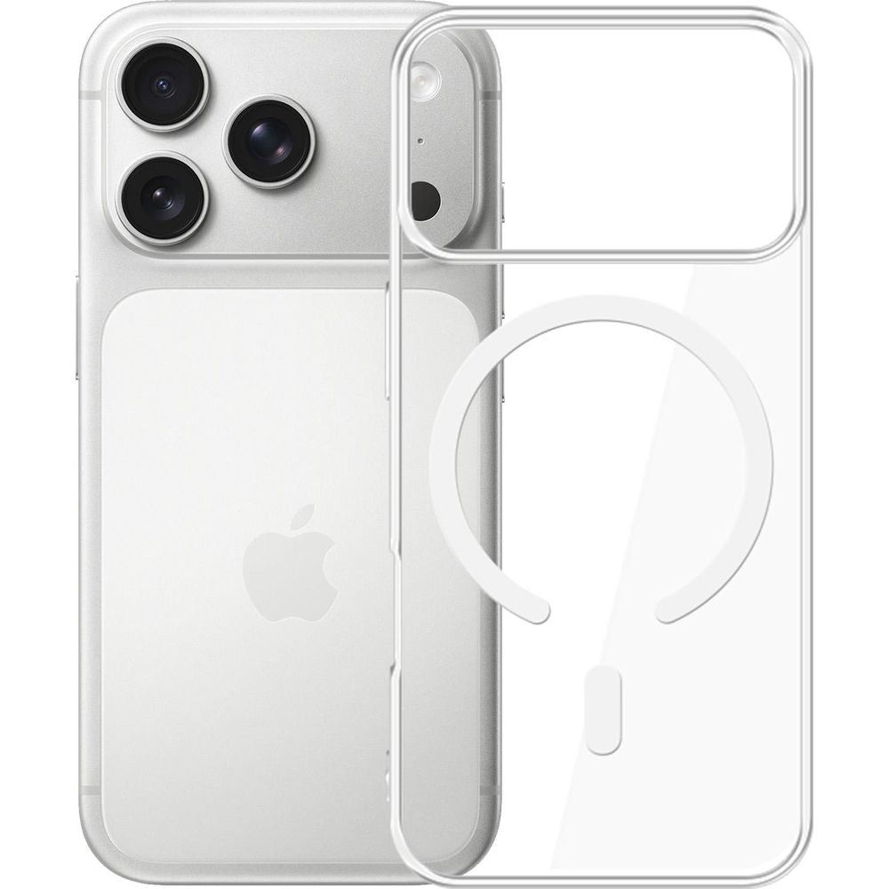 Handyhülle für iPhone 17 Pro Max, 3mk EverClear MagCase mit MagSafe, Transparent mit weißem Magneten