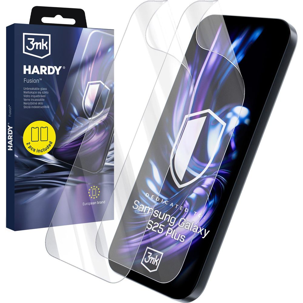 Hybridglas für Galaxy S25 Plus, 3mk Hardy Fusion, 2 Stück