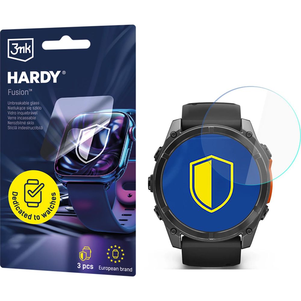 Hybridglas für Smartwatch Garmin Fenix 8 AMOLED 51 mm, 3mk Hardy Fusion, 3 Stück