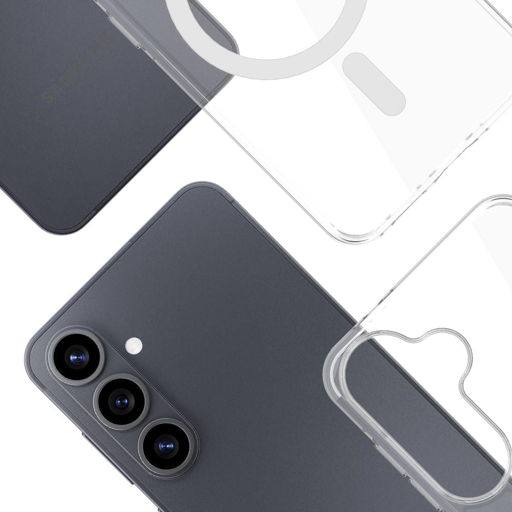 Handyhülle für Galaxy S26, 3mk EverClear MagCase mit MagSafe, Transparent mit weißem Magneten