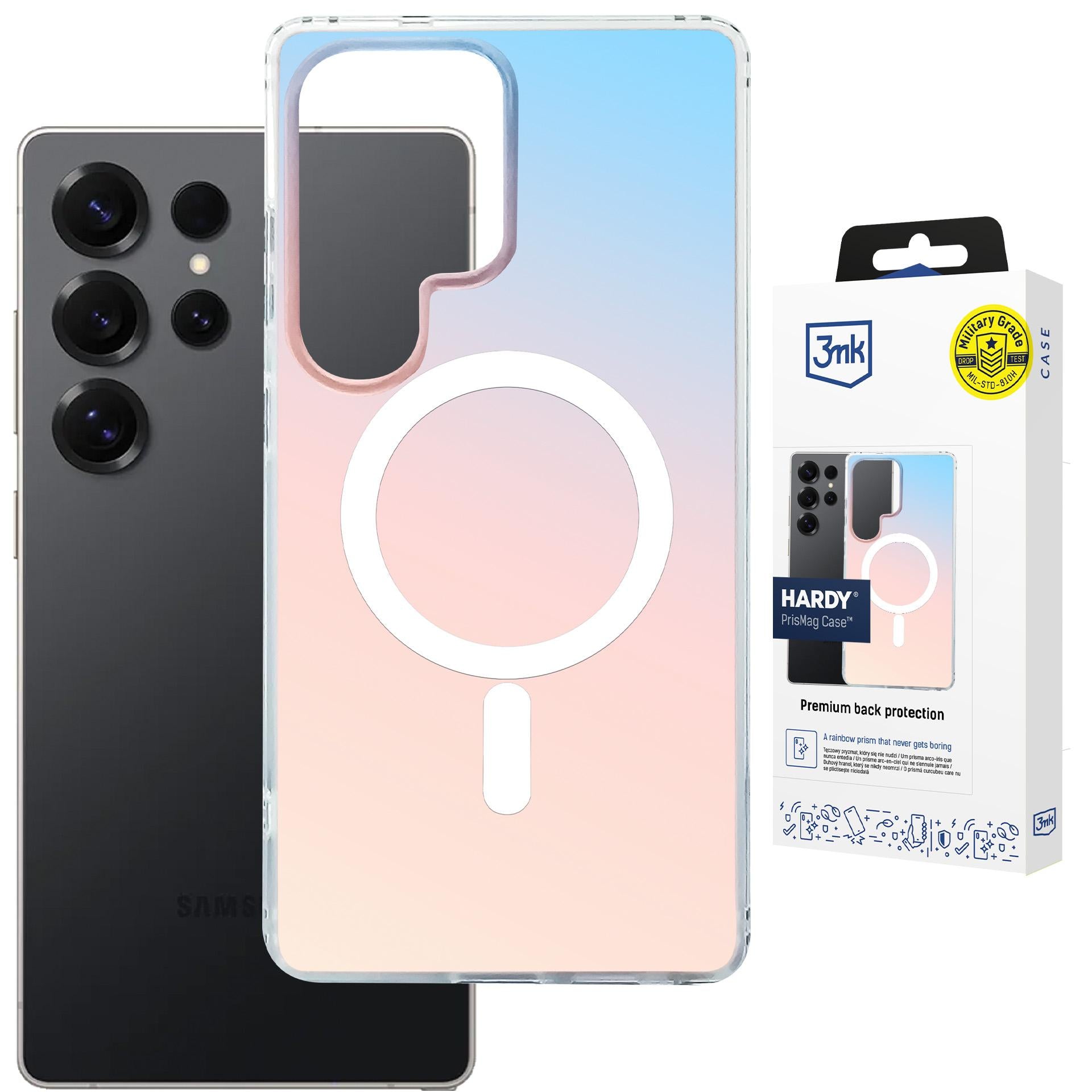 Handyhülle für Galaxy S23 Ultra, 3mk Hardy PrisMag Case mit MagSafe, holografisch