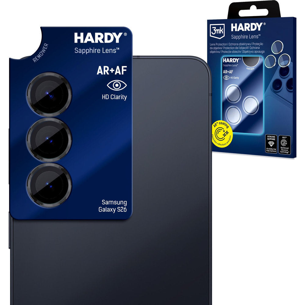 Saphirglas für die Kamera mit Applikator für Samsung Galaxy S26, 3mk Hardy Sapphire Lens, Schwarz (2/9)