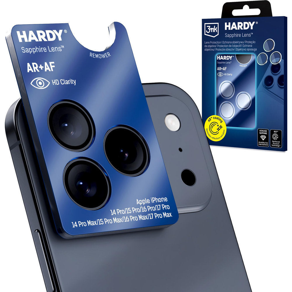 Saphirglas für die Kamera mit Applikator für Apple iPhone 17 Pro Max / 17 Pro / 16 Pro Max / 16 Pro / 15 Pro Max / 15 Pro / 14 Pro Max / 14 Pro, 3mk Hardy Sapphire Lens, Schwarz (2/9)