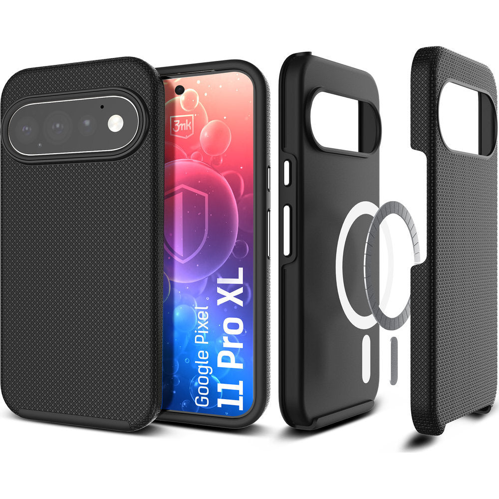 Handyhülle für Google Pixel 11 Pro XL, 3mk Hardy Shockproof MagCase mit MagSafe, Schwarz (1/12)