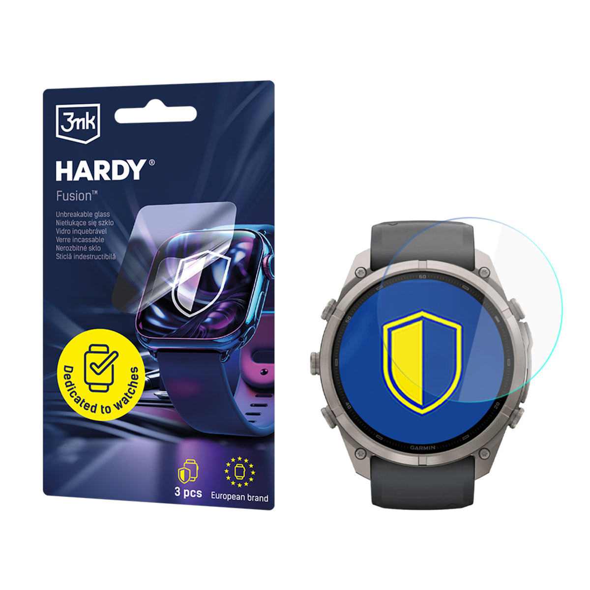 Hybridglas für Smartwatch Garmin Fenix 9 Pro 51mm, 3mk Hardy Fusion, 3 Stück
