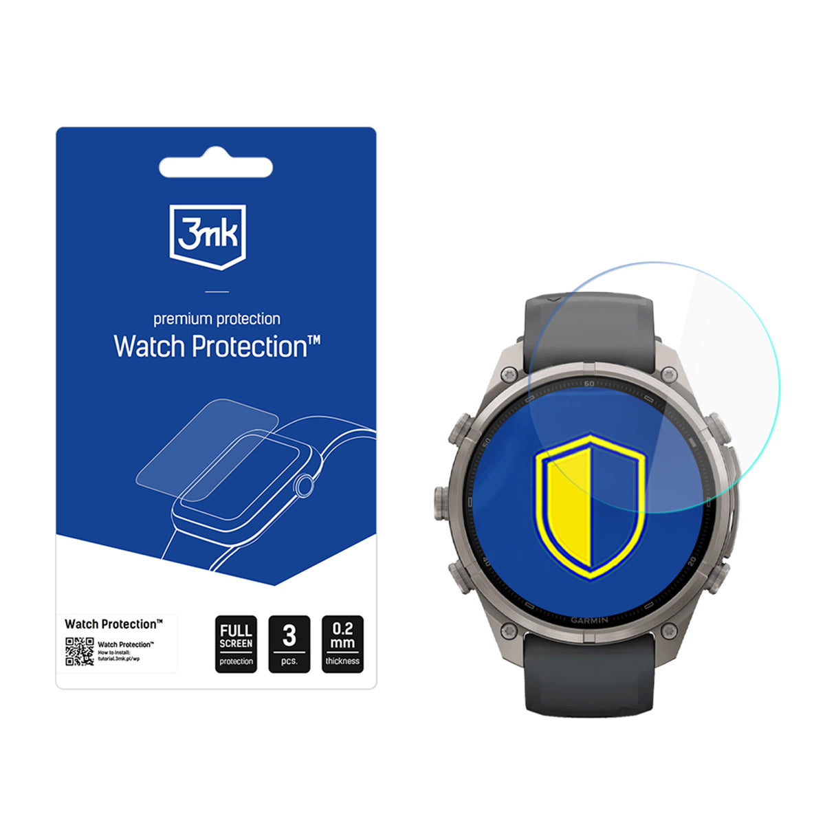 Hybridglas für Garmin Fenix 9 Pro 47mm, 3mk Watch Protection, 3 Stück (1/2)