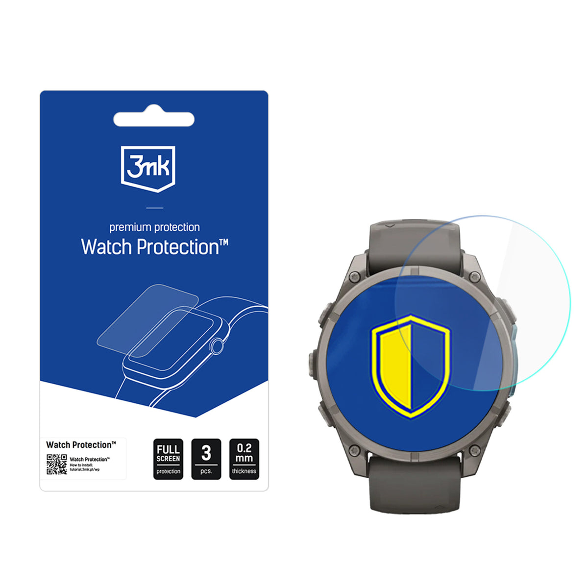 Hybridglas für Garmin Fenix 9 47mm, 3mk Watch Protection, 3 Stück (1/2)