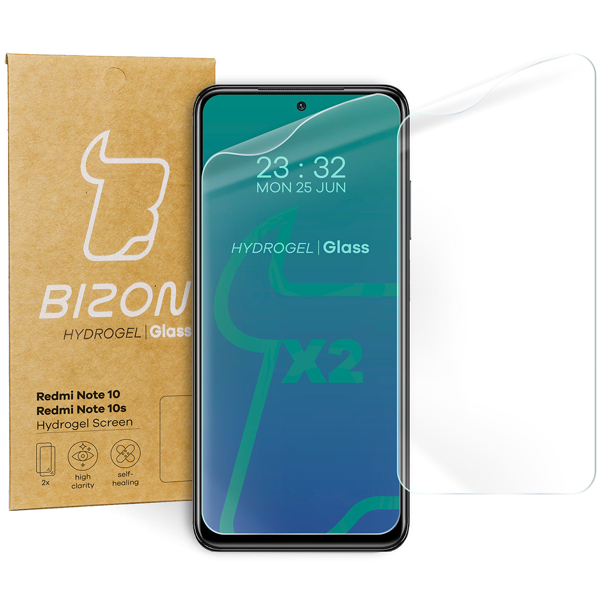 Hydrogel Folie für den Bildschirm Bizon Glass Hydrogel, Xiaomi Redmi Note 10 / 10s, 2 Stück