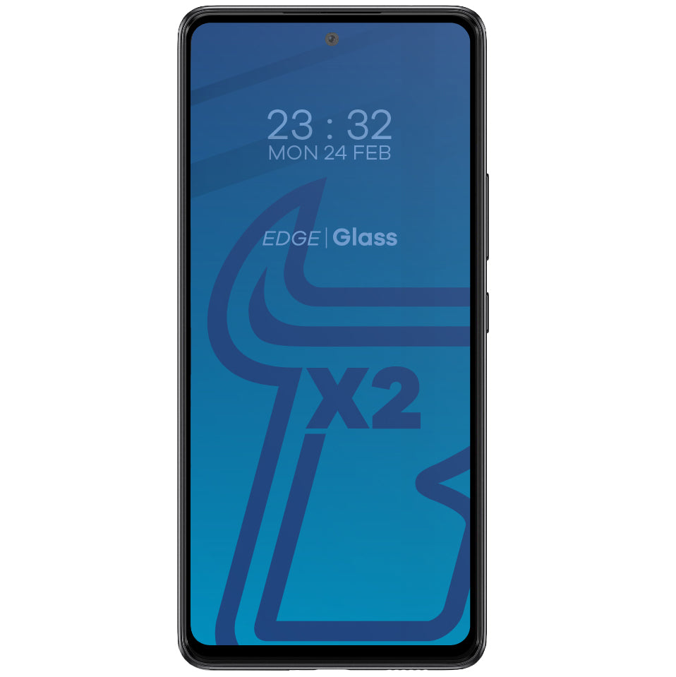 Gehärtetes Glas Bizon Glass Edge - 2 Stück + Kameraschutz für Galaxy A53, Schwarz