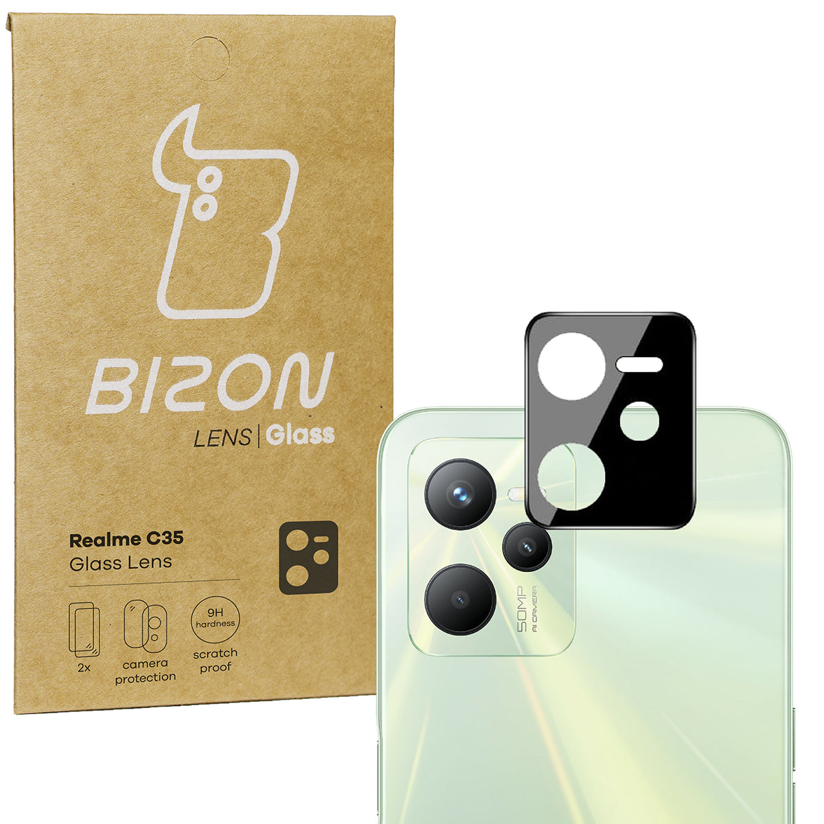 Glas für die Kamera Bizon Glass Lens für Realme C35, 2 Stück