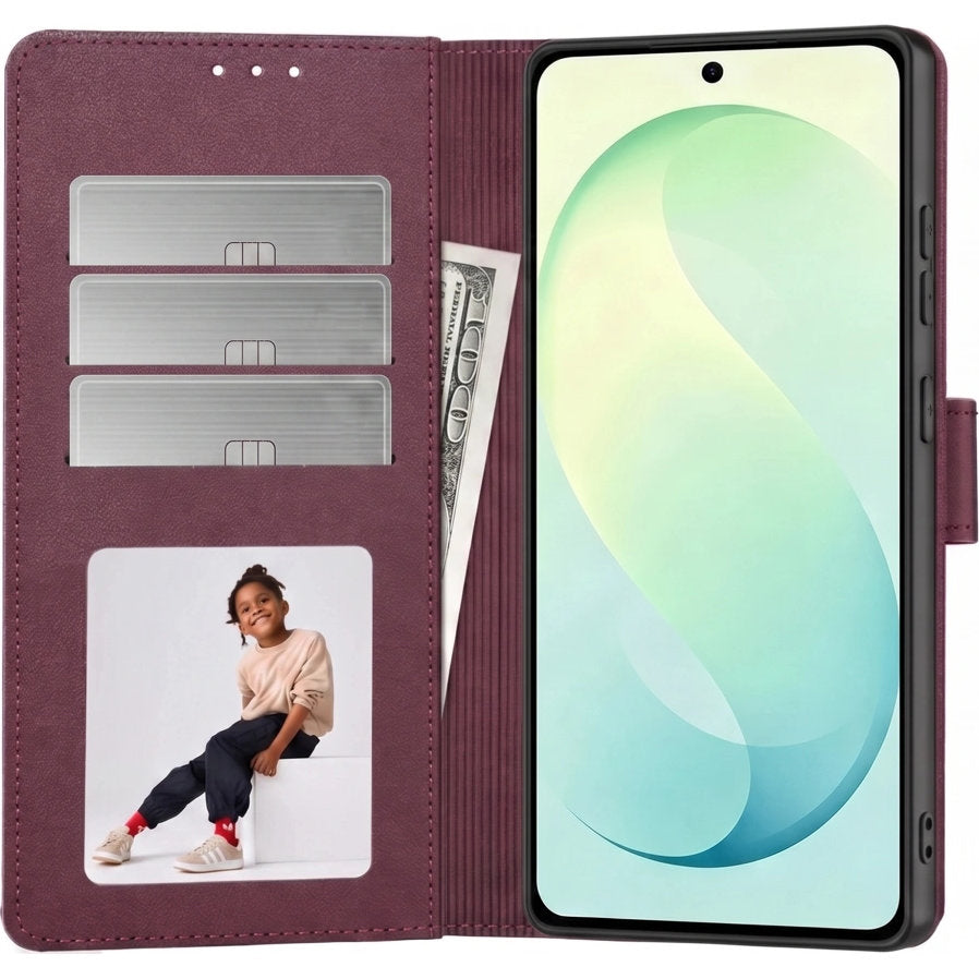 Handyhülle mit Klappe für Galaxy S26 FE, Tech-Protect Wallet, Burgunderrot (2/7)