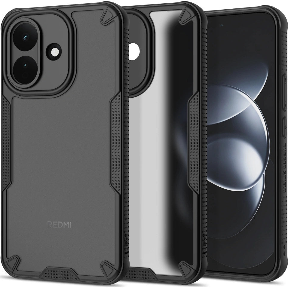 Handyhülle für Xiaomi Redmi Note 17 Pro 5G, Tech-Protect Rugged Shield, mattes Rauchfarben mit schwarzem Rahmen (1/7)