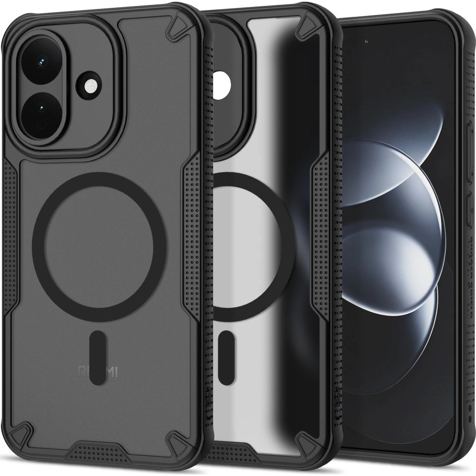 Handyhülle für Xiaomi Redmi Note 17 Pro 5G, Tech-Protect Rugged Shield mit MagSafe, mattes Rauchfarben mit schwarzem Rahmen (1/9)