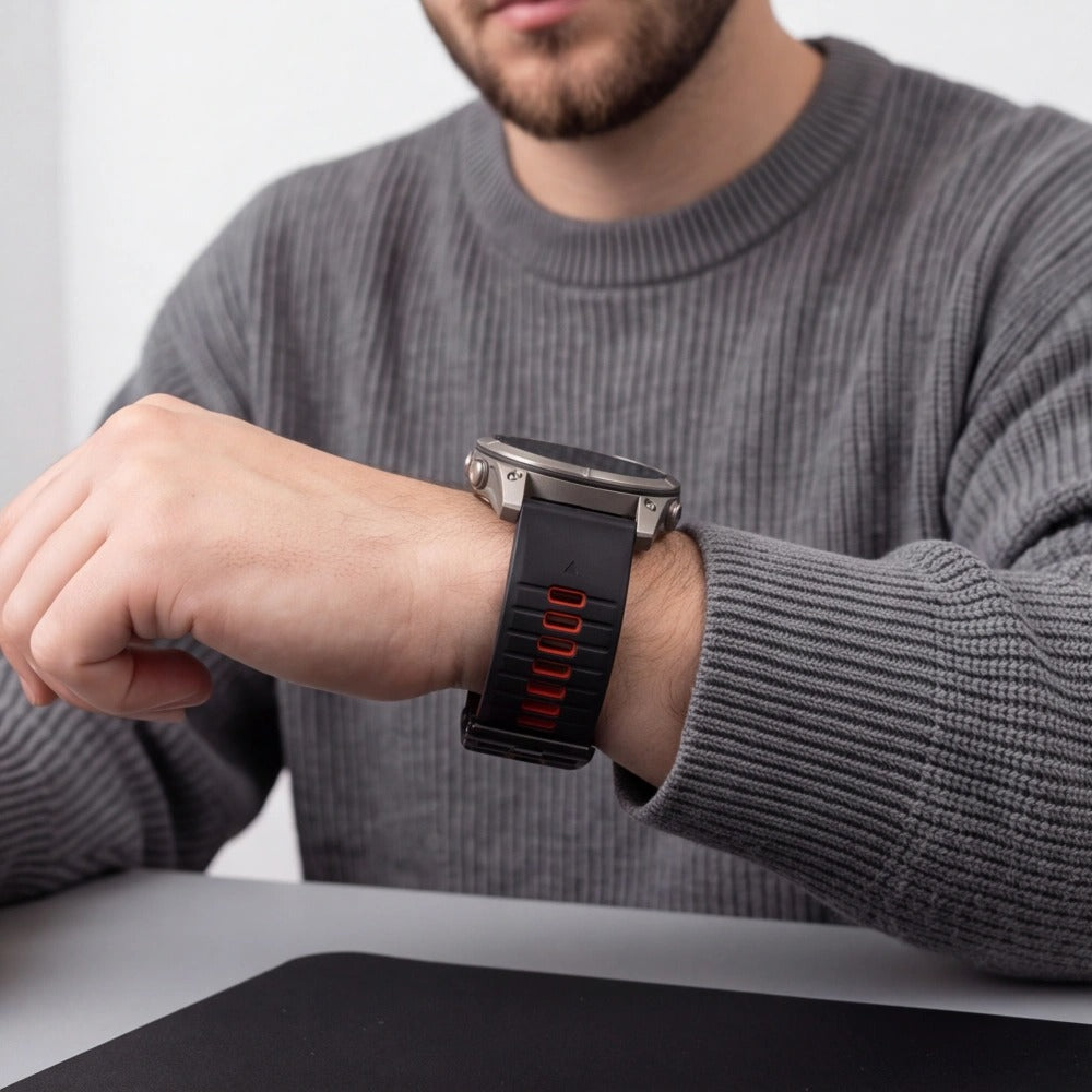 Armband für QuickFit 22 mm, Tech-Protect IconBand, Schwarz-Rot (6/9)