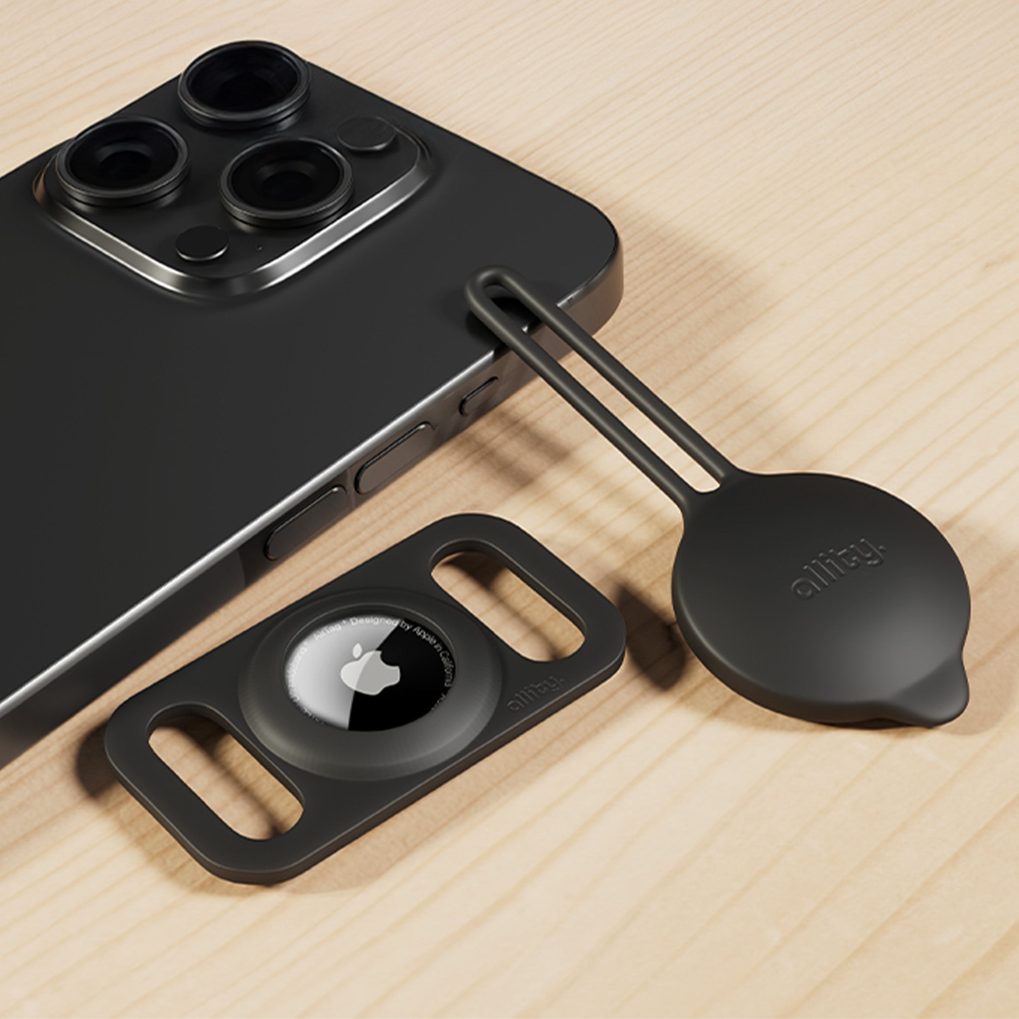 Silikonhülle für Apple AirTag, Allity ASA-300, 3 Stück, Schwarz