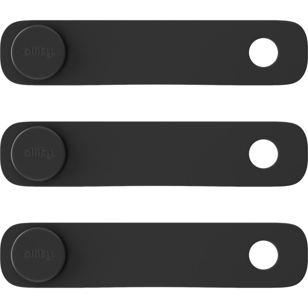 Silikon-Kabelband, Allity ASA-100, 3 Stück, Schwarz