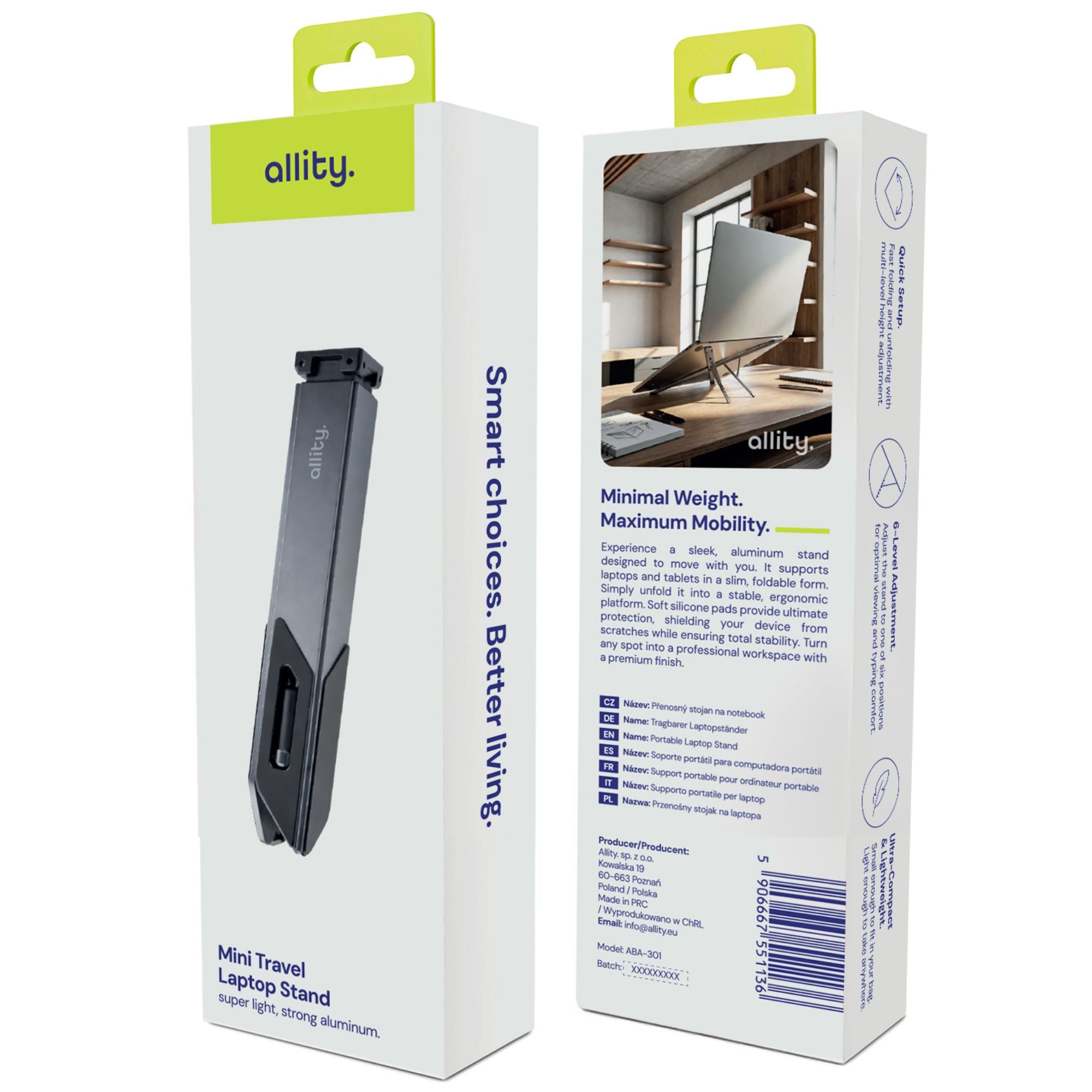Aluminium Laptopständer, Allity ABA-301 X, Grau