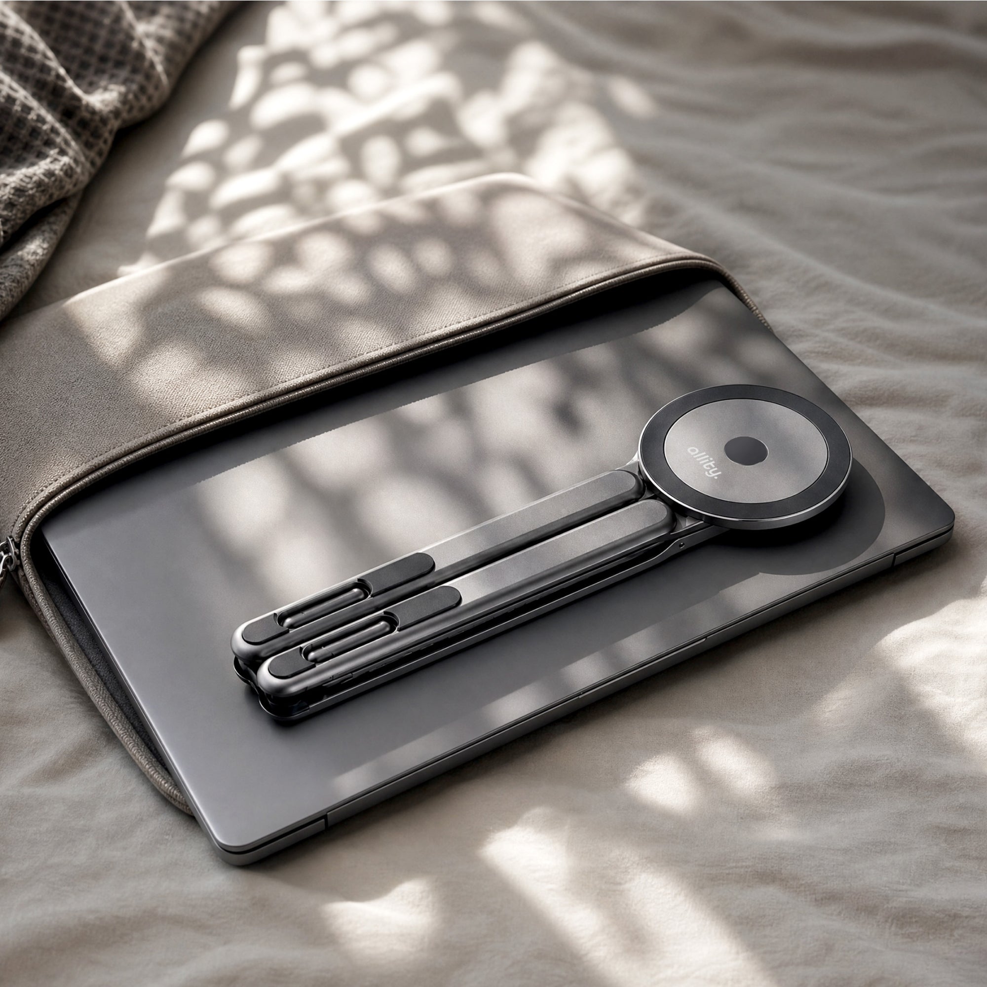 Laptopständer mit magnetischer Handyhalterung, Allity MS ABA-302, Grau