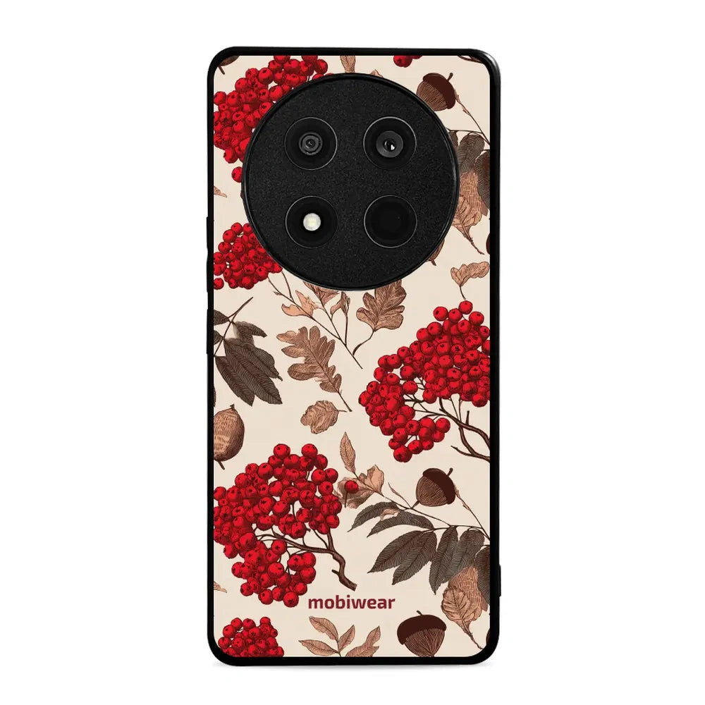 Handyhülle für HONOR Magic7 Lite, Mobiwear Glossy Case, Vogelbeeren auf Ecru
