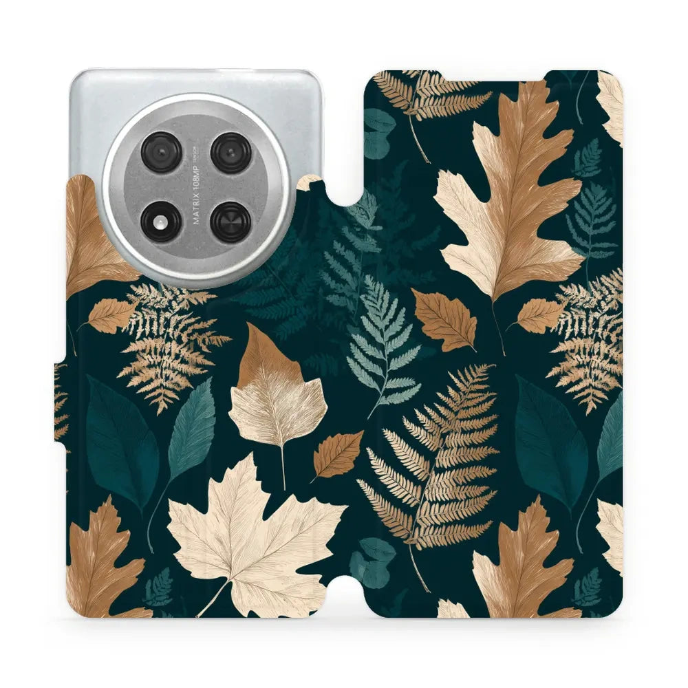 Handyhülle mit klappe für HONOR Magic7 Lite, Mobiwear Book, Herbarium aus Blättern und Farnen