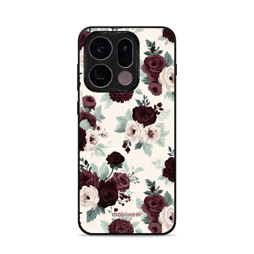 Handyhülle für OPPO Find X9, Mobiwear Glossy Case, Rosen mit Salbei auf Creme