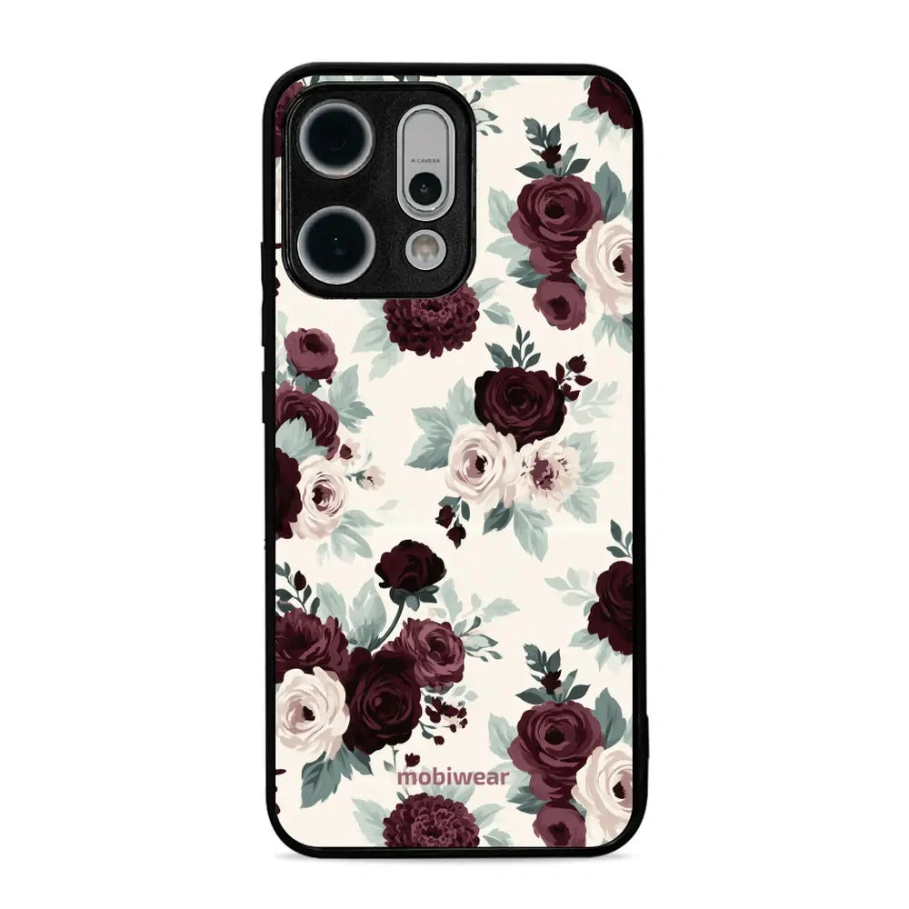 Handyhülle für OPPO Reno14, Mobiwear Glossy Case, Rosen mit Salbei auf Creme
