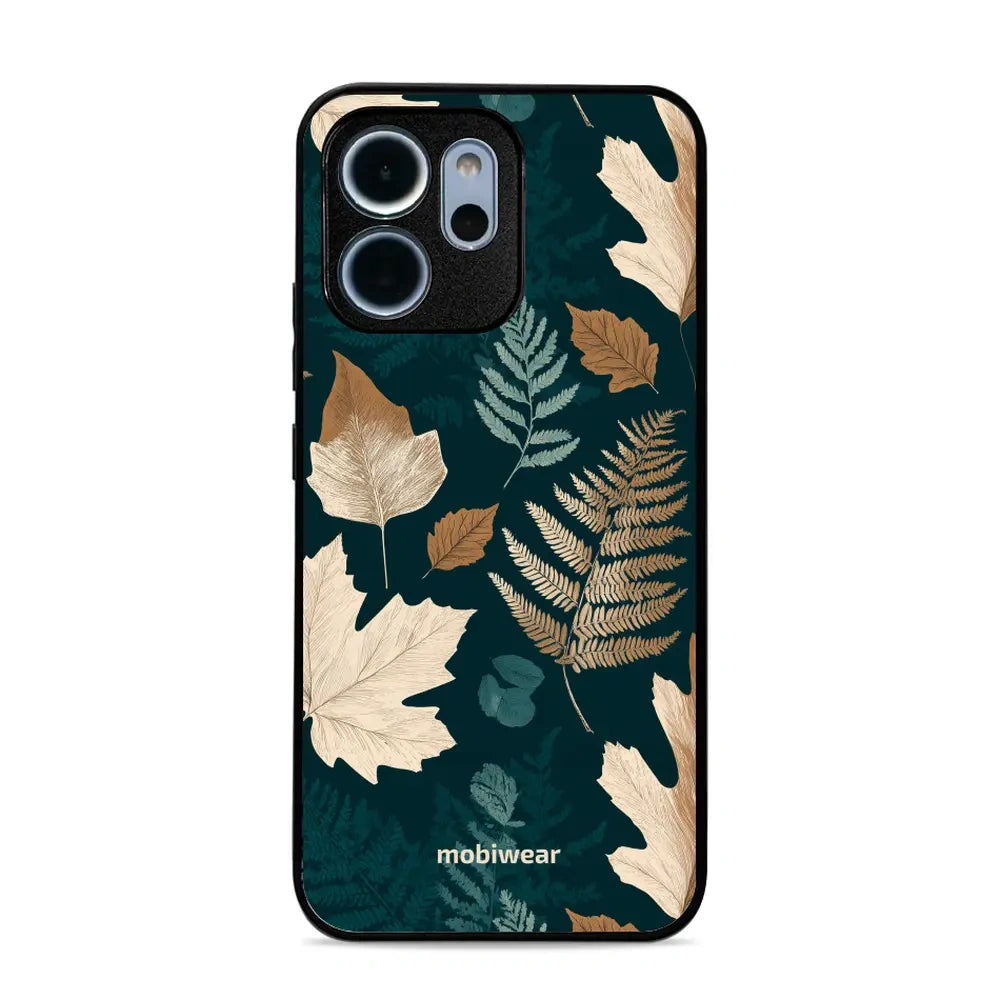Handyhülle für OPPO Reno14 FS, Mobiwear Glossy Case, Herbarium aus Blättern und Farnen