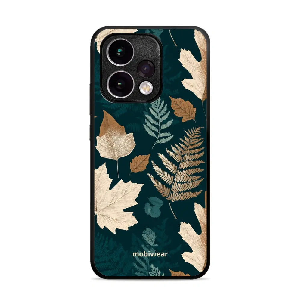 Handyhülle für OPPO Reno15, Mobiwear Glossy Case, Herbarium aus Blättern und Farnen