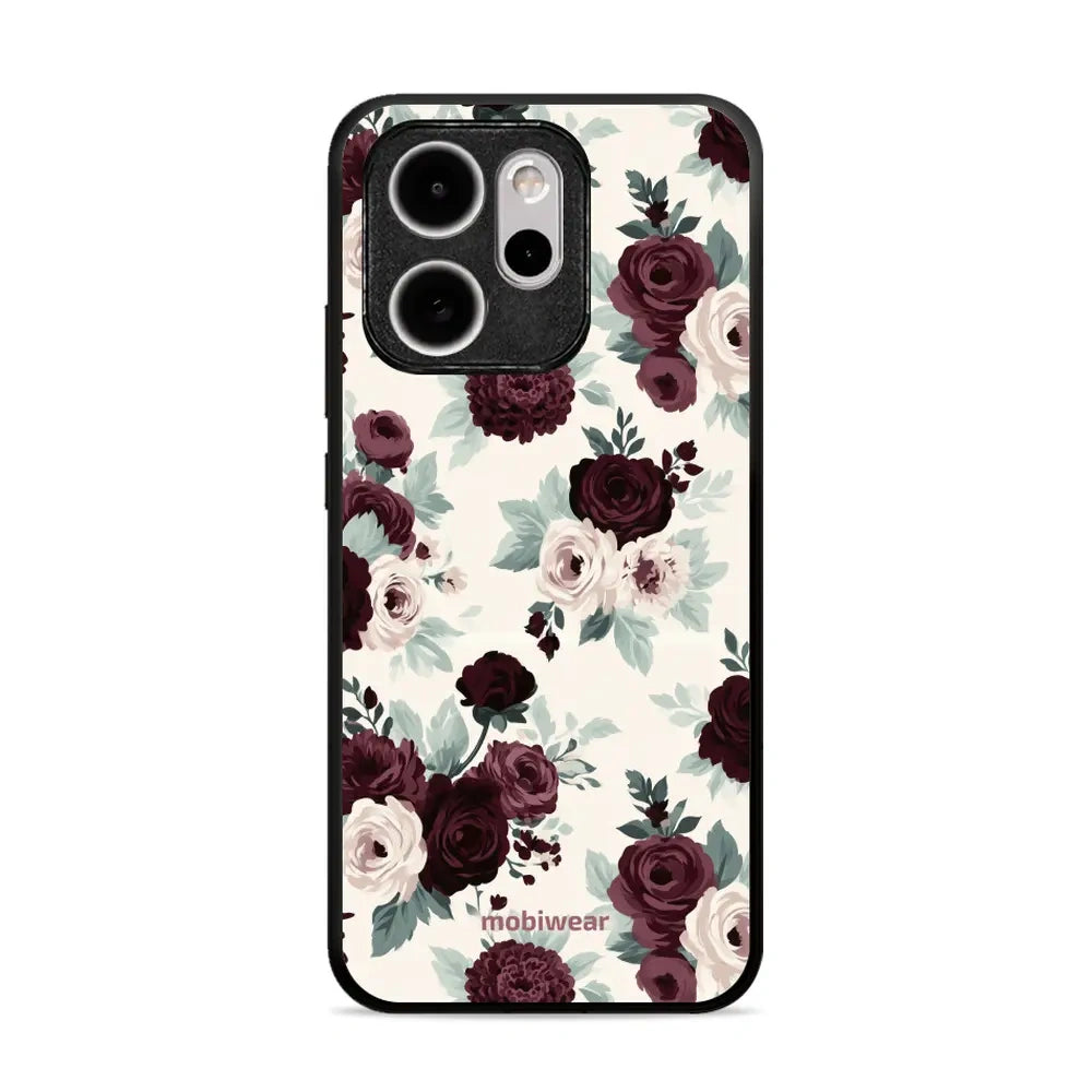 Handyhülle für OPPO Reno15 Pro, Mobiwear Glossy Case, Rosen mit Salbei auf Creme