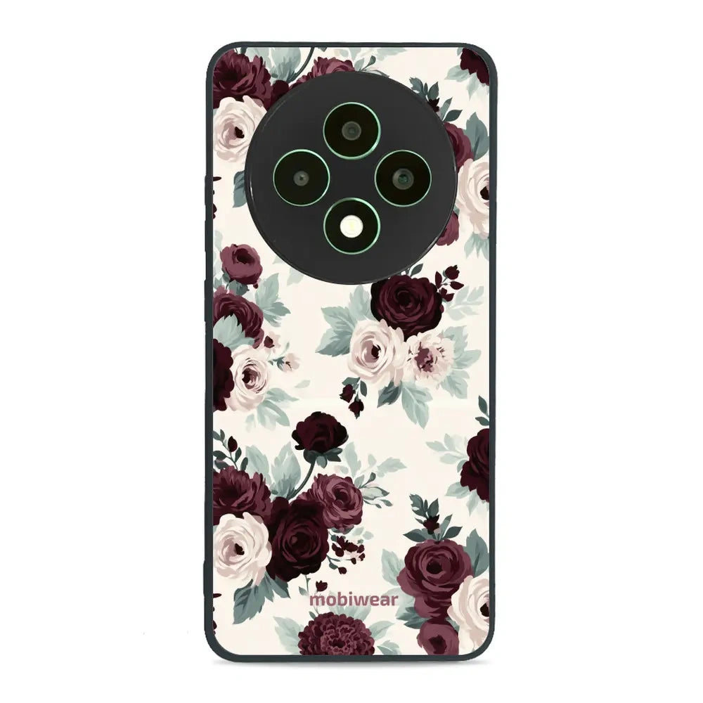 Handyhülle für OPPO Reno12 FS, Mobiwear Glossy Case, Rosen mit Salbei auf Creme