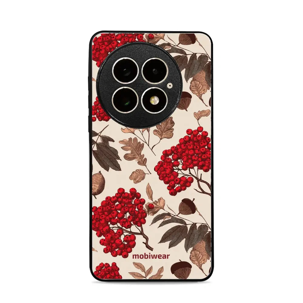 Handyhülle für OnePlus 13, Mobiwear Glossy Case, Vogelbeeren auf Ecru