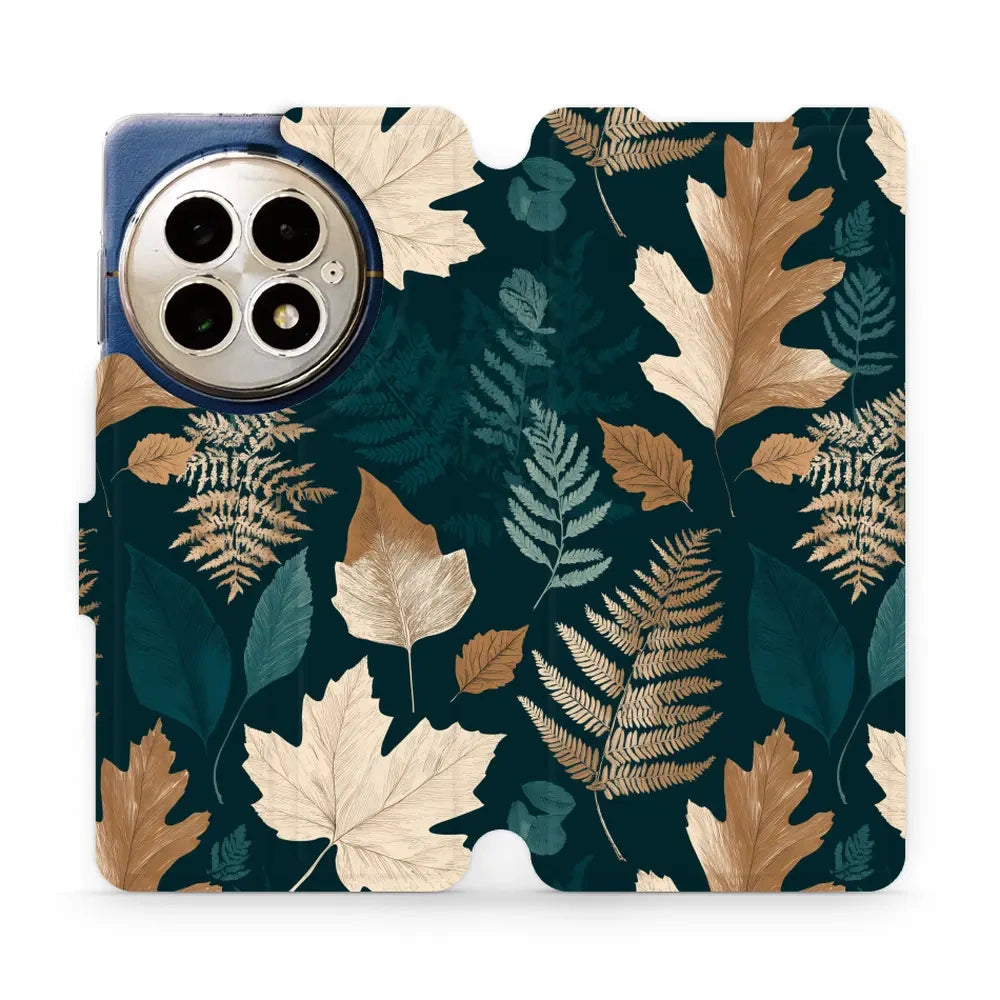 Handyhülle mit klappe für OnePlus 13, Mobiwear Book, Herbarium aus Blättern und Farnen