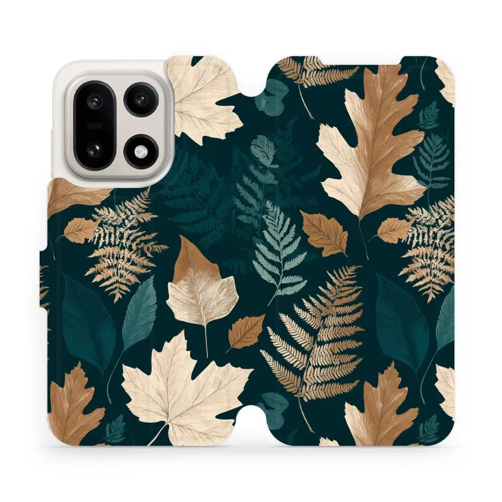 Handyhülle mit klappe für OnePlus 15, Mobiwear Book, Herbarium aus Blättern und Farnen