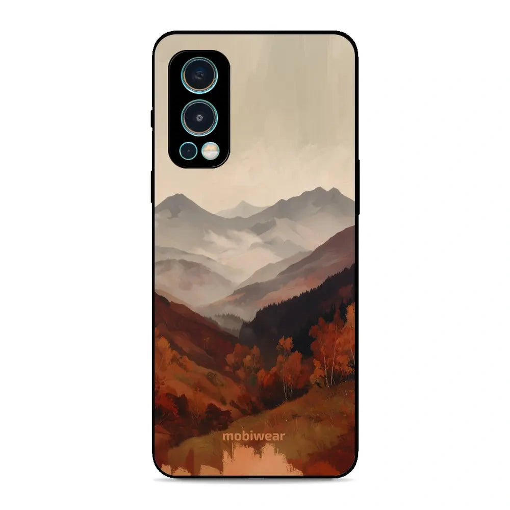 Handyhülle für OnePlus Nord 2 5G, Mobiwear Glossy Case, Nebliges Tal in den Bergen