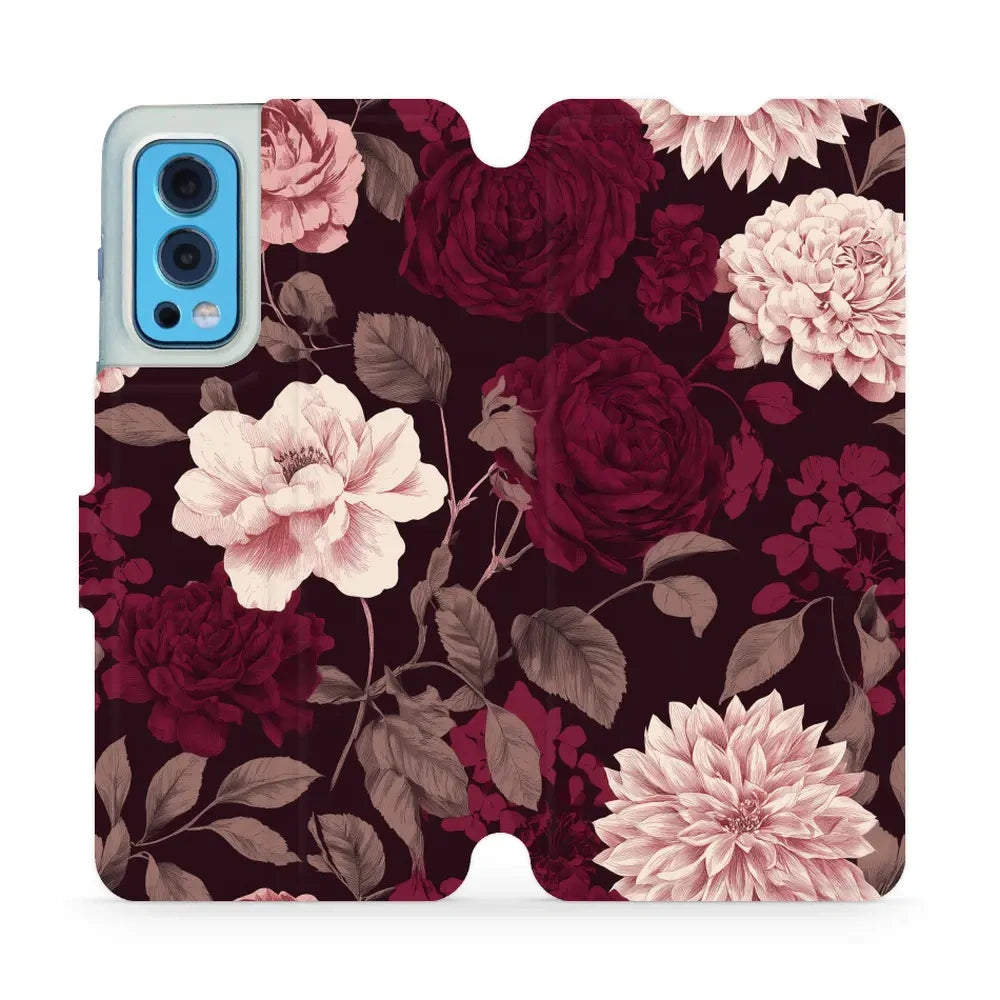 Handyhülle mit klappe für OnePlus Nord 2 5G, Mobiwear Book, Wein und Dahlien