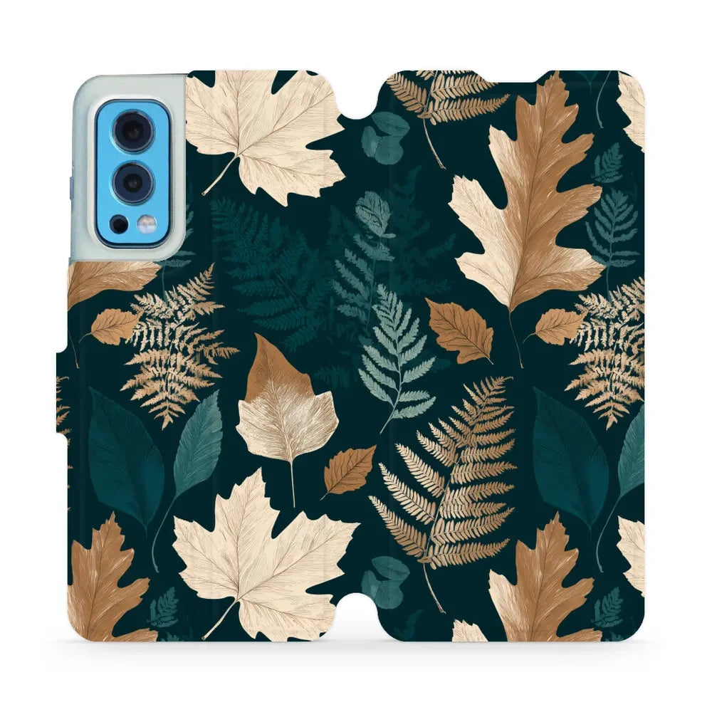 Handyhülle mit klappe für OnePlus Nord 2 5G, Mobiwear Book, Herbarium aus Blättern und Farnen