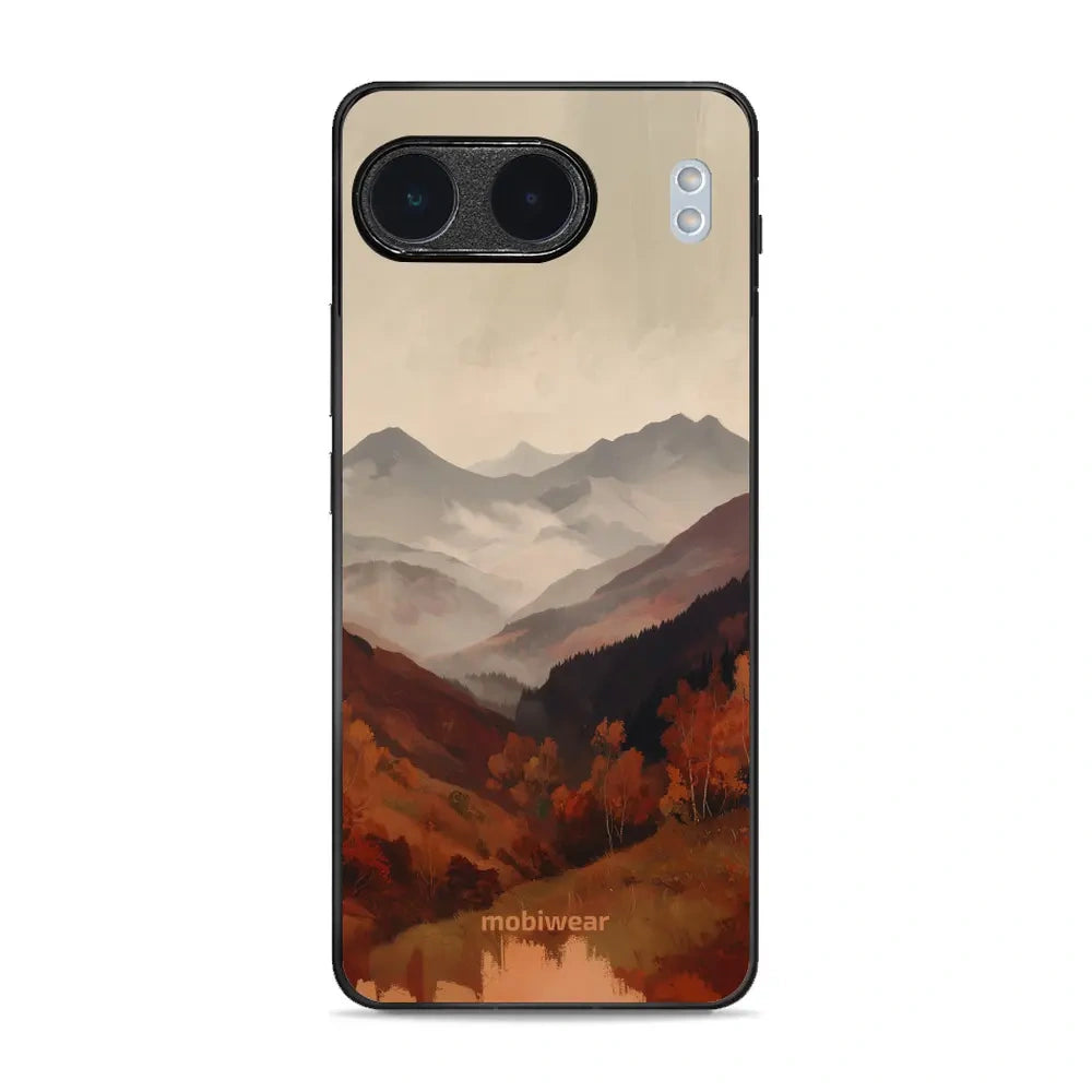 Handyhülle für OnePlus Nord 4, Mobiwear Glossy Case, Nebliges Tal in den Bergen