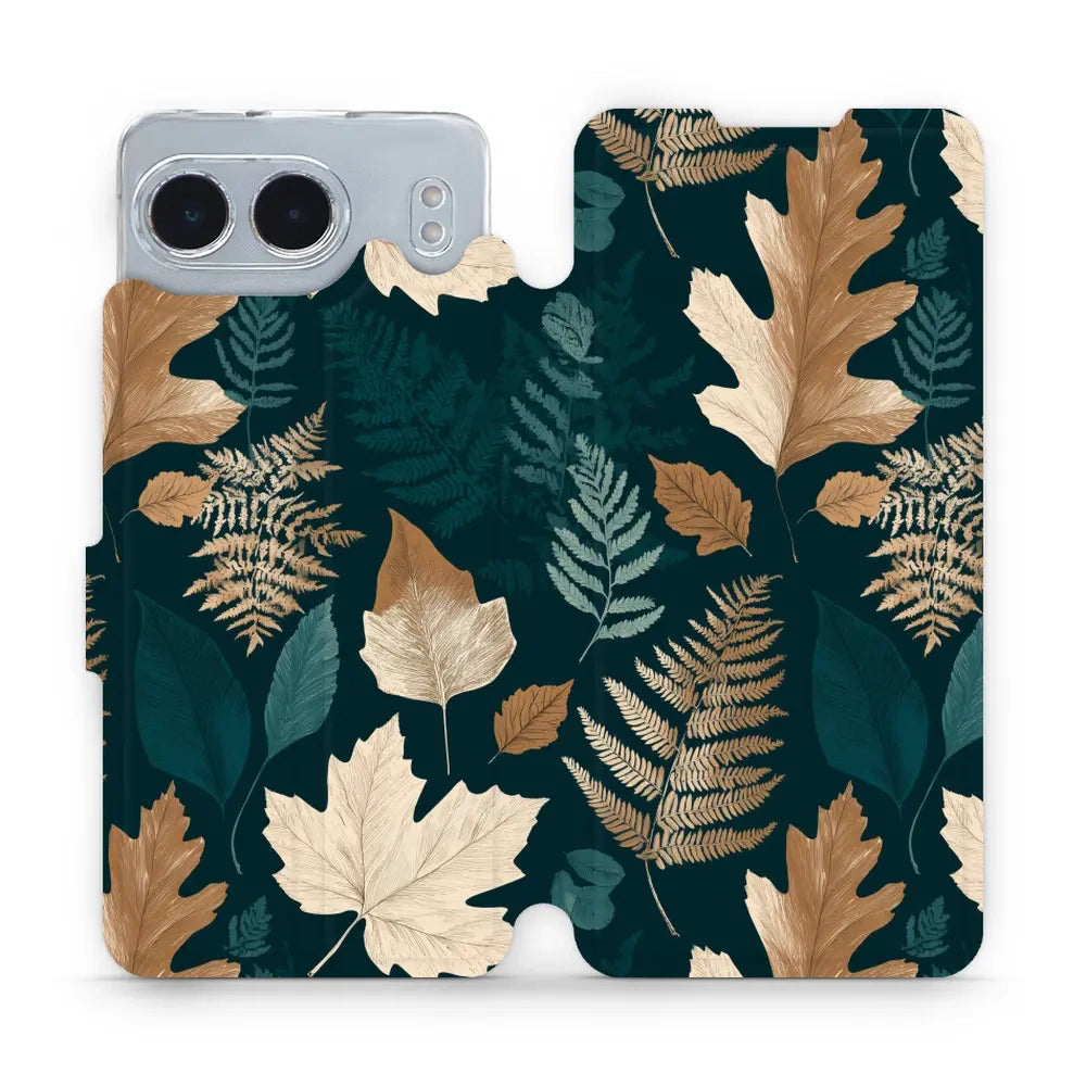 Handyhülle mit klappe für OnePlus Nord 4, Mobiwear Book, Herbarium aus Blättern und Farnen