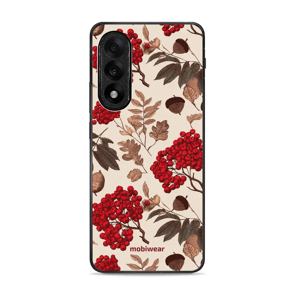 Handyhülle für OnePlus Nord 5, Mobiwear Glossy Case, Vogelbeeren auf Ecru