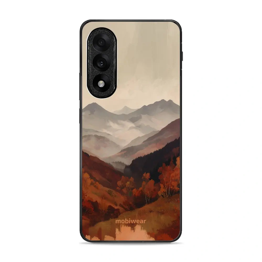 Handyhülle für OnePlus Nord 5, Mobiwear Glossy Case, Nebliges Tal in den Bergen