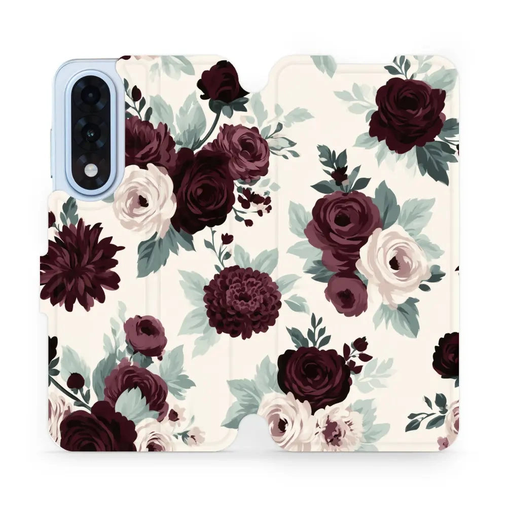 Handyhülle mit klappe für OnePlus Nord 5, Mobiwear Book, Rosen mit Salbei auf Creme