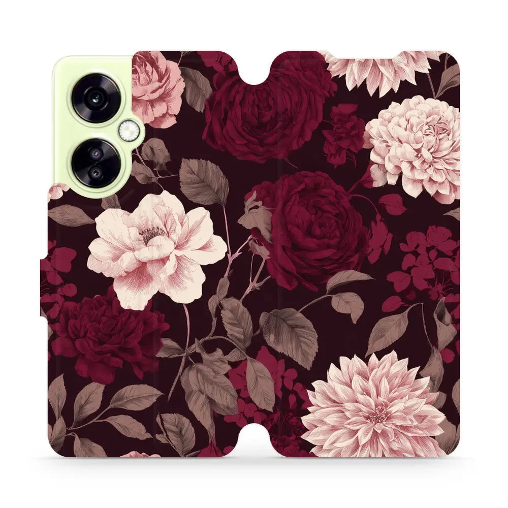 Handyhülle mit klappe für OnePlus Nord CE 3 Lite, Mobiwear Book, Wein und Dahlien