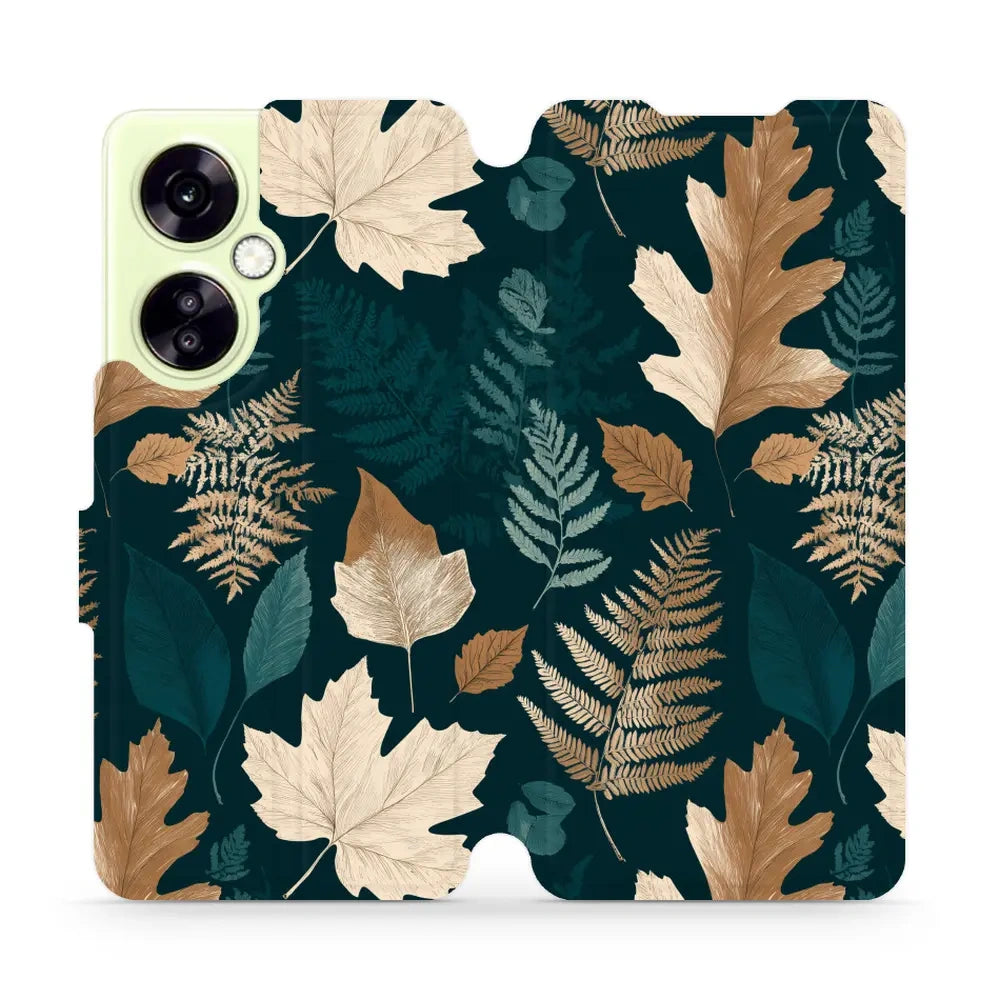Handyhülle mit klappe für OnePlus Nord CE 3 Lite, Mobiwear Book, Herbarium aus Blättern und Farnen