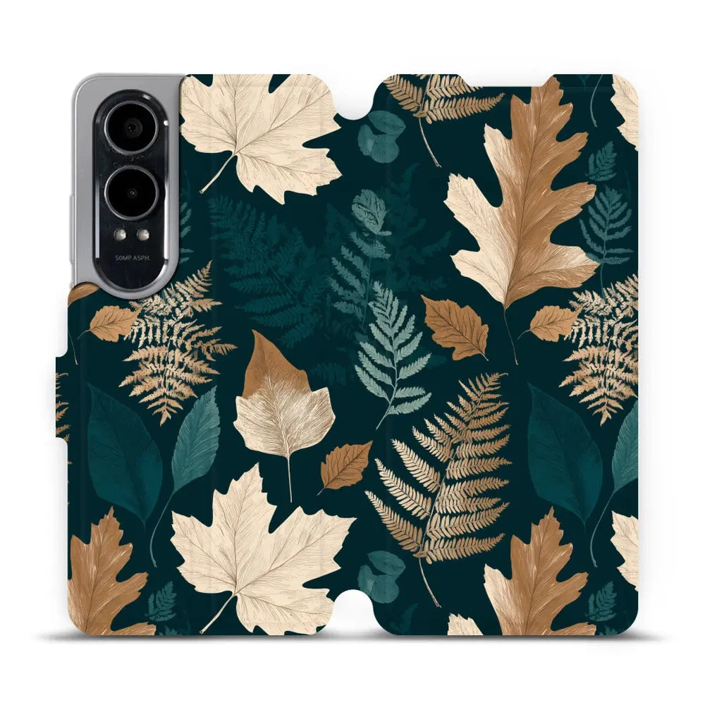 Handyhülle mit klappe für OnePlus Nord CE4 Lite 5G, Mobiwear Book, Herbarium aus Blättern und Farnen