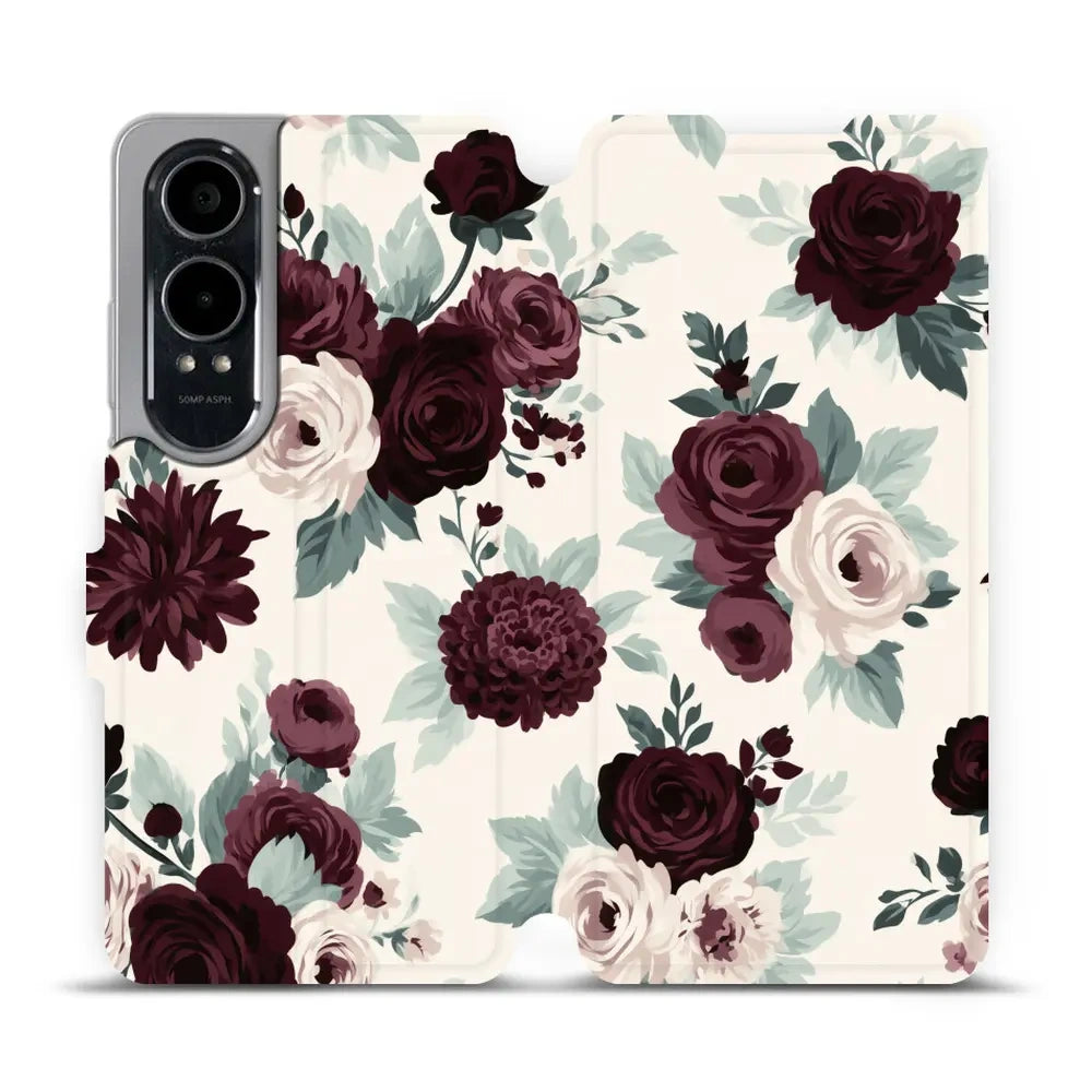 Handyhülle mit klappe für OnePlus Nord CE4 Lite 5G, Mobiwear Book, Rosen mit Salbei auf Creme