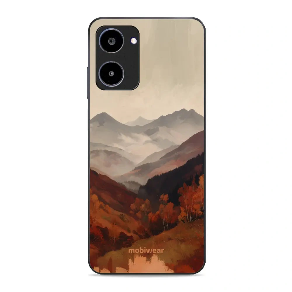 Handyhülle für realme 10 4G, Mobiwear Glossy Case, Nebliges Tal in den Bergen