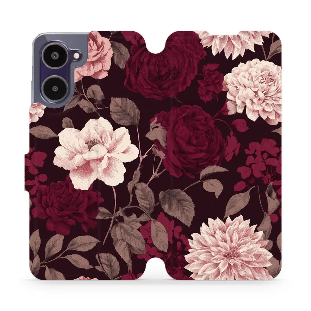 Handyhülle mit klappe für realme 10 4G, Mobiwear Book, Wein und Dahlien