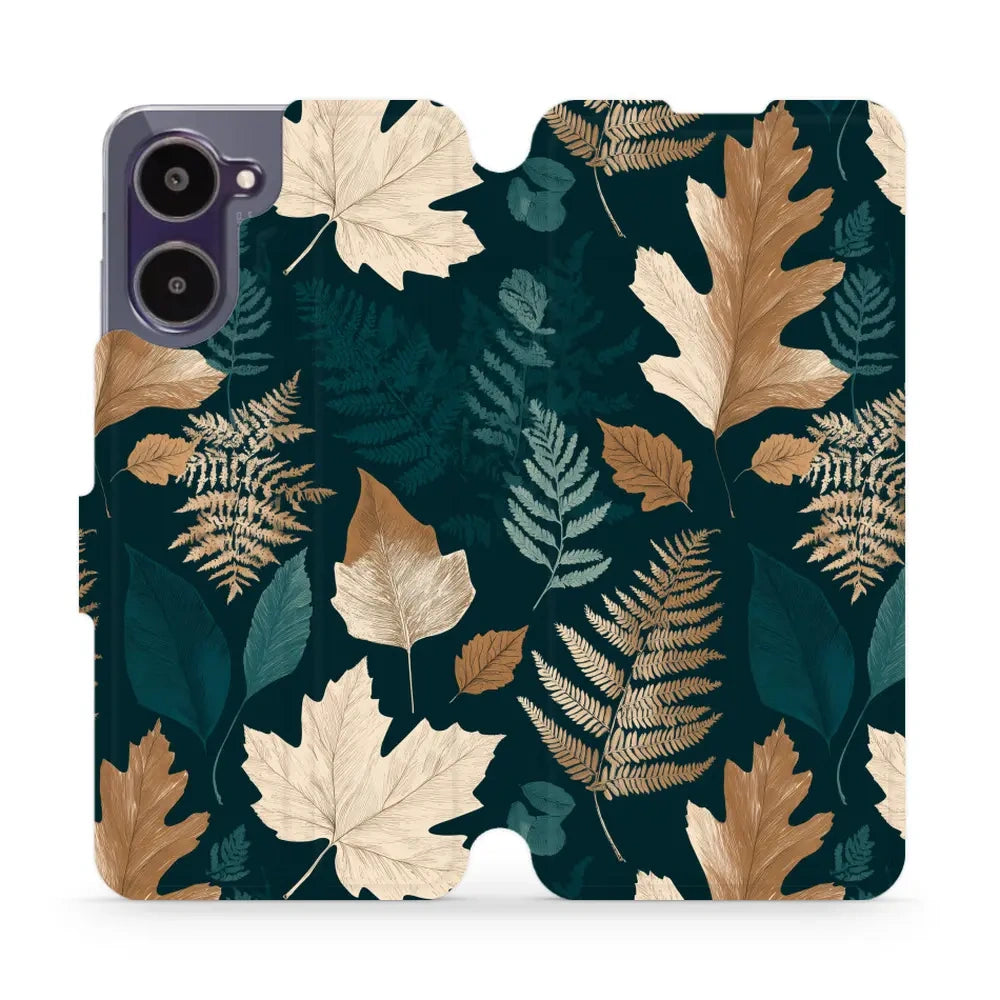 Handyhülle mit klappe für realme 10 4G, Mobiwear Book, Herbarium aus Blättern und Farnen